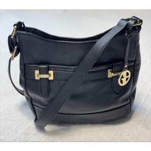 Preloved Giani Bernini Black Leather Crossbody Bag w/Gold-tone Hardware